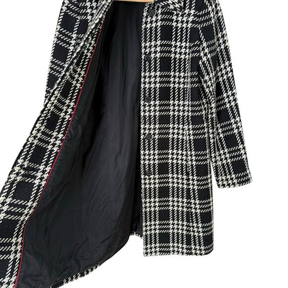 Charter Club Wool Blend‎ Plaid Tweed Coat Black White Button Front, Size 4 - Picture 6 of 9
